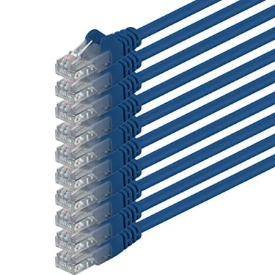 Image of 1m Cat 6 Ethernet Cable Gigabit RJ45 LAN Patch Cord Compatible with Internet, Router, Modem, Smart TV, PC &amp; Laptop Switch Modem blue 10 pieces