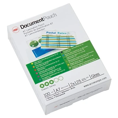 Image of GBC IB581076 A7 2 x 125 Micron Gloss Laminating Pouches, Pack of 100