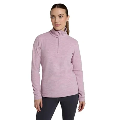 Image of Mountain Warehouse Camber Half Zip Women&#039;s Fleece Lightweight, Warm &amp; Cosy Sweatshirt Top Best for Camping, Outdoors, Travelling Hiking Light Pink XXS