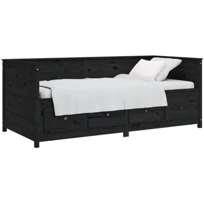 Image of vidaXL Day Bed without Mattress Black 80x200 cm Solid Wood Pine
