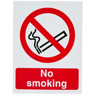 Image of Seco No Smoking Sign, A4 (200mm x 300mm) 1mm Semi Rigid Plastic, Black/Red/White