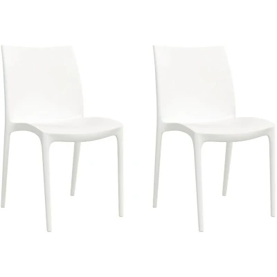 Image of vidaXL Garden Chairs 2 pcs White 50x46x80 cm Polypropylene