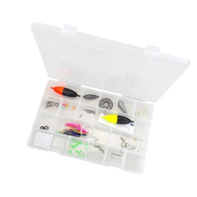 Image of Roddarch Clear &#039;Tough Box&#039; Adjustable 22 Compartment Tray Fishing Tackle Box for Floats, Lures, Rigs &amp; Other Equipment