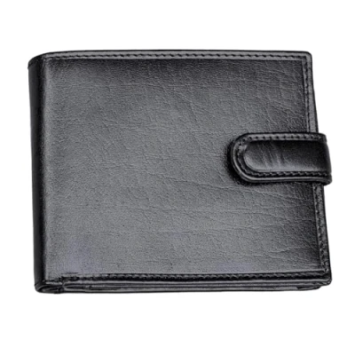 Image of TOPSUM LONDON Mens RFID Blocking Leather Bifold Wallet with A Zipped Coin Pocket 4003 Black
