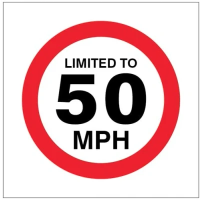 Image of Vehicle Marking Signs Limited to 50mph Self Adhesive Vinyl