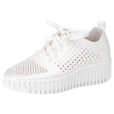 Image of Ilse Jacobsen Tulip 4271 Synthetic Textile Women&#039;s White Lace Up Shoes