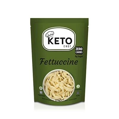 Image of Keto Chef Konjac Fettuccine Pasta Sugar &amp; Free from, Made with Flour, Contains Zero Fat, Shirataki, Low Calorie Healthy Diet Food Ready to Eat (270g)