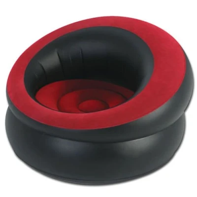 Image of Indoor &amp; Outdoor Single Flocked Inflatable Air Blow Up Pod, Camping, Gaming, Festival Sun Lounger Sofa Chair Seat with Repair Kit