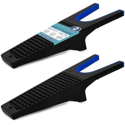 Image of HEFTMAN Boot Jack 2 x Heavy Duty Welly Remover, Sturdy Plastic Puller for Quick &amp; Easy Removal of all Types/Sizes Boots with Anti Slip Rubber Grip Shoe Scraper to Remove Mud (2 Pack)
