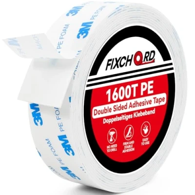 Image of FIXCHORD 3M 1600T PE Double Sided Adhesive Tape, Tape Heavy Duty Mounting Sticky Waterproof for Home, Office &amp; School Decor 3m*30mm