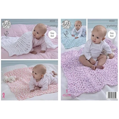 Image of King Cole 4533 Knitting Pattern Baby Blankets to knit in Yummy
