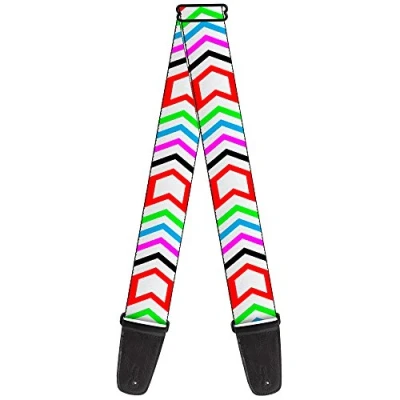 Image of Buckle Down Guitar Strap Arrows White Multi Color 2 Inches Wide