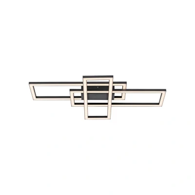 Image of Iven 65x35cm Integrated LED Semi Flush Ceiling Light Black 1x 19W 3000K Dimmable