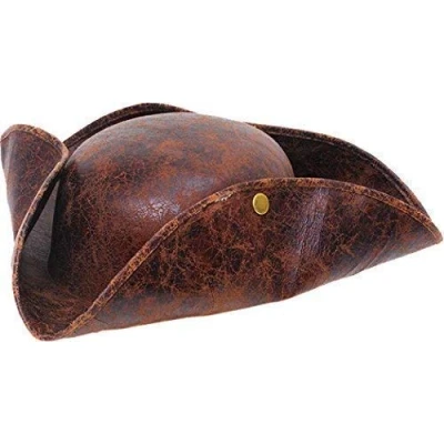Image of Bristol Novelty Adult Christmas Party Headwear Ancient Look Tricorn Pirate Jack Hat Brown UK