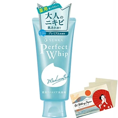 Image of Senka Perfect Whip Acne Care Facial Ｗash 120g Blotting Paper Set