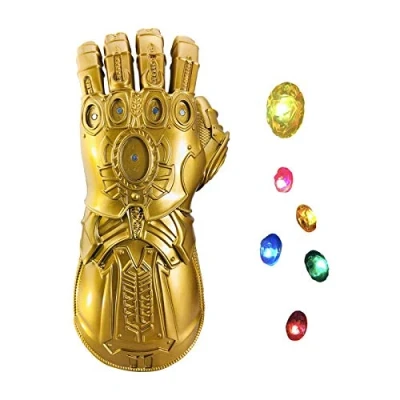 Image of Infinity Gauntlet, Thanos War Gems Glove with 6 Removable LED Stones, Magnet Design, 3 Flash Mode, Bar Cosplay Party Props,Adults