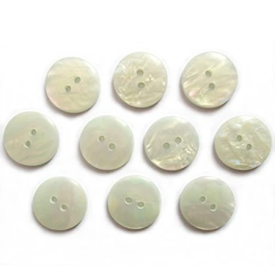 Image of Mother of Pearl Effect Colour Buttons Round 2 Hole Pack 10 (Off White, 18mm)