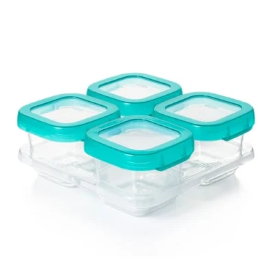 Image of OXO Tot Baby Blocks Food Storage Containers, Teal, 6 oz