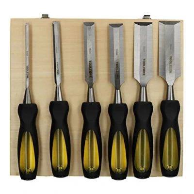 Image of 6pc Chisel Carving Wood Work Carpentry Chisels 6 38mm with Striking Cap Case