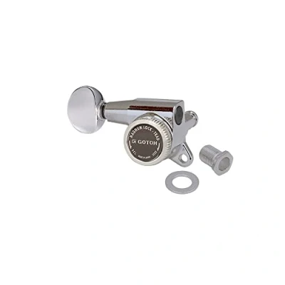 Image of Gotoh SG381 Magnum Lock Traditional Tuners 6 In Line with Rounded Mini Buttons (Model 05) 16:1 Gear Ratio Chrome, For Left Handed