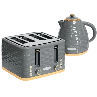Image of HOMCOM Kettle and Toaster Sets, 3000W 1.7L Rapid Boil &amp; 4 Slice with 7 Browning Controls, Defrost, Reheat Crumb Tray, Otter Thermostat, Grey