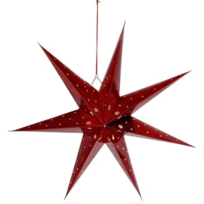 Image of Large Red LED Paper Hanging Star 60cm Lantern Christmas Ornaments Decoration Window Party Home Decor Folding