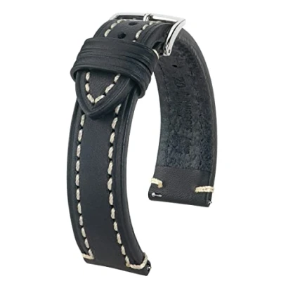 Image of Hirsch Liberty 22mm Long Black Leather Watch Strap 10900250 2 22
