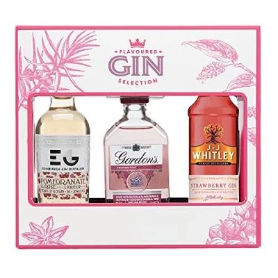 Image of Flavoured Gins in Pretty Floral Box Gift Selection by Blue Tree Gifts