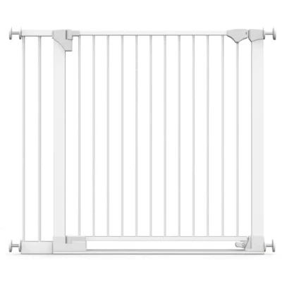 Image of Safetots SafeStep Gate, White, 110cm 117cm, Extra Low Walkthough, 81cm Wide Doorway, Gate for Stairs, Hallways and Doors, Baby Toddler, Easy Installation