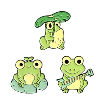 Image of Cute Frog Enamel Brooch Pin Set Cartoon Animal Pins Creative Lapel for Backpacks Badges Hats Bags