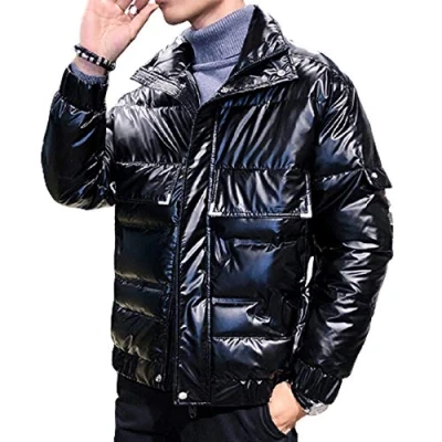 Image of AKT 2020 Winter Down Jacket Men&#039;s Windproof Rainproof Warm White Duck Shiny Outdoor Coat Outwear,Black,M