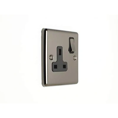 Image of EUROLITE Enhance Black Nickel 1 Gang Single Plug Socket EN1SO BNB