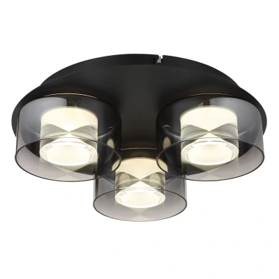 Image of Globo LED ceiling lamp Belinda, Ø 38 cm, smoke grey, 3 bulb, glass