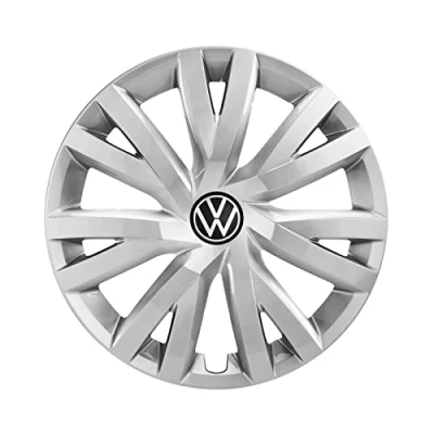 Image of Volkswagen 5H0071456UWP Hub Caps (Set of 4) 16 Inch Steel Wheel Trims Brilliant Silver, Large