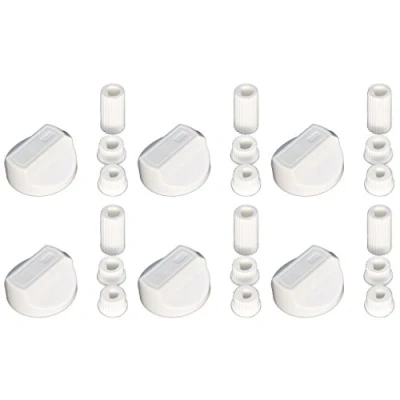 Image of Ufixt 6 x Fits Hotpoint, Howdens, Hygena, Indesit, Lamona And LG Universal Cooker/Oven/Grill Control Knob Adaptors White