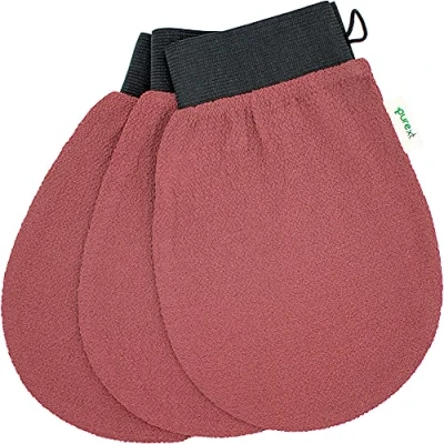 Image of PureXT 3 Exfoliating Gloves Kessa Hammam Body Scrubber Fake Tan Remover Exfoliator Mitts (250D)