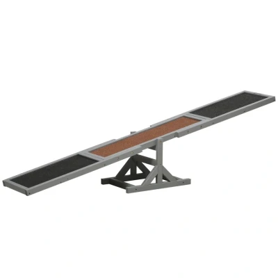 Image of PawHut Wooden Pet Seesaw for Big Dogs, Agility Training Equipment Dogs with Anti Slip surface, 180 x 30 30cm Grey