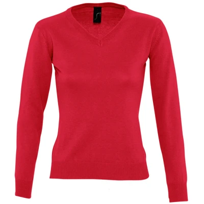 Image of SOLS Womens/Ladies Galaxy V Neck Sweater (Red) Size X Small