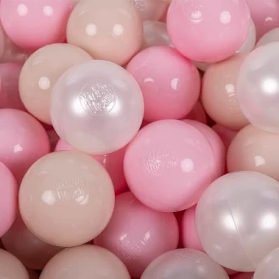 Image of KiddyMoon Soft Plastic Play Balls 100 Balls/7Cm 2.75In Multi Colour Made In EU, Pastel Beige/Light Pink/Pearl