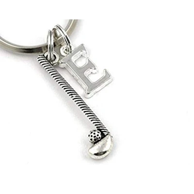 Image of SILVER KNIGHT Golf Club and Ball Charm Key Ring, Personalized Golfer Keyring, Initial Keychain, Gift Bag