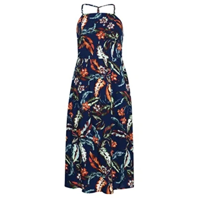 Image of Superdry Women&#039;s Vintage CAMI Maxi Dress Casual, Indo Leaf Navy, M
