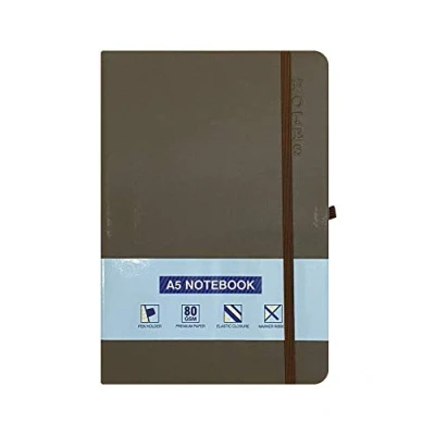 Image of A5 Notebook Hardback Ruled Notepad Notes Lined Journal Diary with Pen Holder Premium Quality Brown
