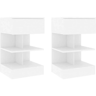 Image of vidaXL Bedside Cabinets 2 pcs White 40x35x65 cm Engineered Wood