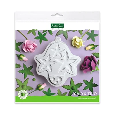Image of Flower Pro Calyx Trio Silicone Mould for Cake Decorating &amp; Clay Crafts by Katy Sue Moulds Moulds. Makes Flower/Rose Ovaries Use with Fondant Air Dry