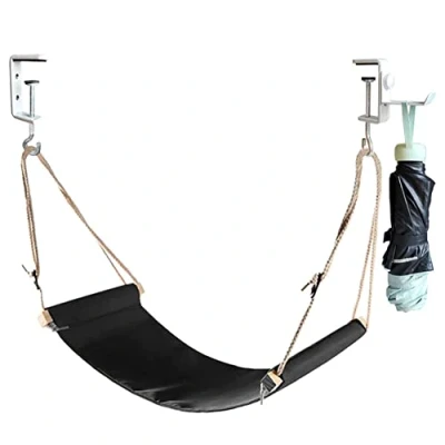 Image of Auoinge Canvas Foot Rest Hammock, Adjustable Mini Stand Under Desk for Home and Office