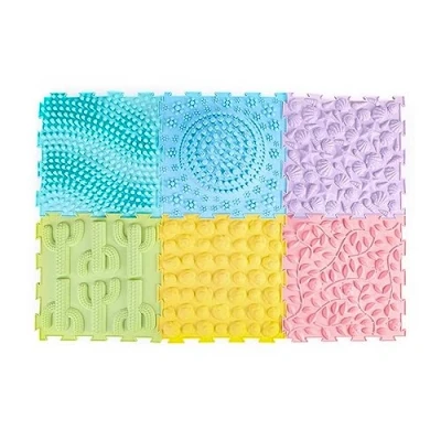 Image of Playlearn 6Pcs Massage Sensory Puzzle Mats Kids and Adults 29cm Orthopedic Game Mat for Play Jigsaw Interlocking Floor Playroom