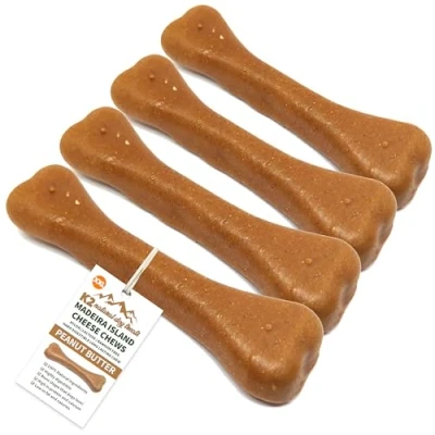 Image of Dog Treats K2 Madeira Island Cheese Chews 100% Natural and Long Lasting Peanut Butter Flavour (4, XX Large)