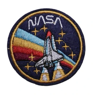 Image of TENNER.LONDON NASA Embroidery Patch Iron on or Sew rainbow Embroidered Astronaut Motif Space Explorers Transfer Applique
