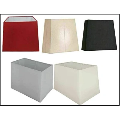 Image of Silky Rectangular Pyramid Table Lamp Shade &amp; Floor (White, 13&quot; Shade)