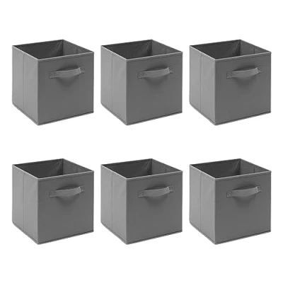 Image of BonChoice Foldable Storage Cubes Boxes Pack of 6 with Handle for Home Organization, Fabric Wardrobe Box Organizer Basket Bins Clothes Bedding Toys Towels, Collapsible &amp; Durable (Grey, 6)